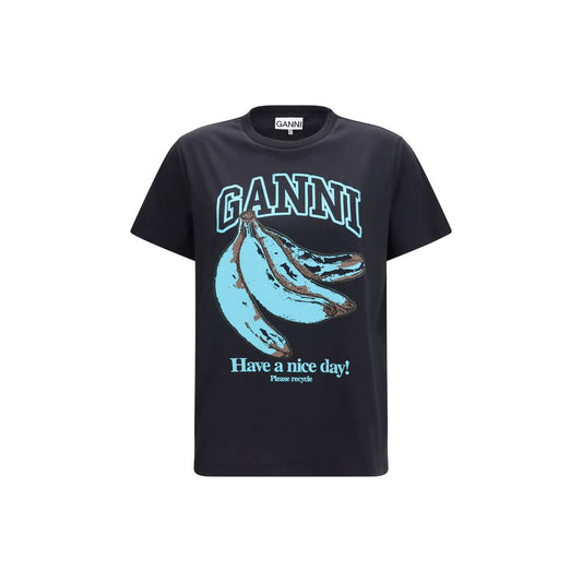 Ganni Black Cotton T-Shirt