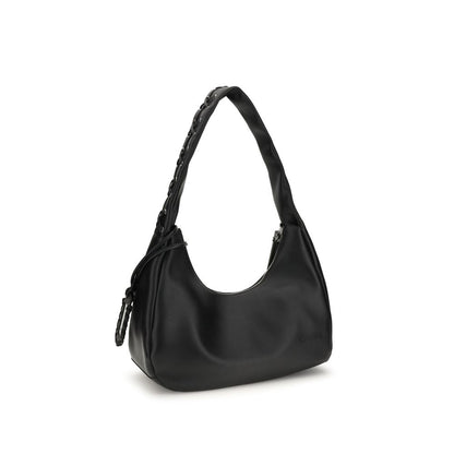 Ganni Black Recycled Leather Shoulder Bag