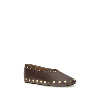 Ganni Brown Cotton Ballet Flats