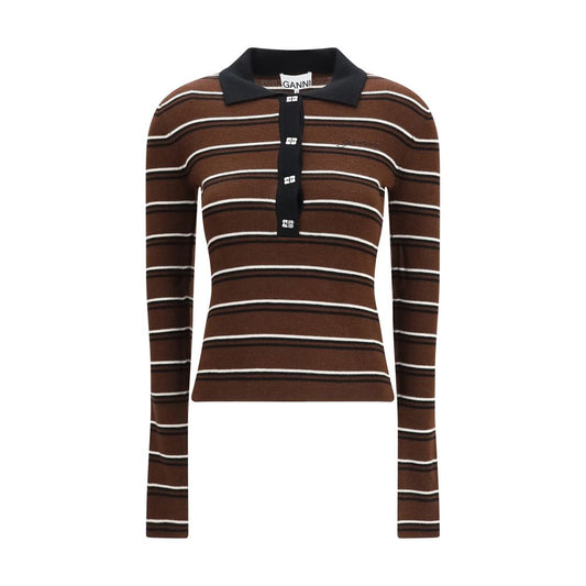 Ganni Brown Wool Oves Aries Polo Shirt