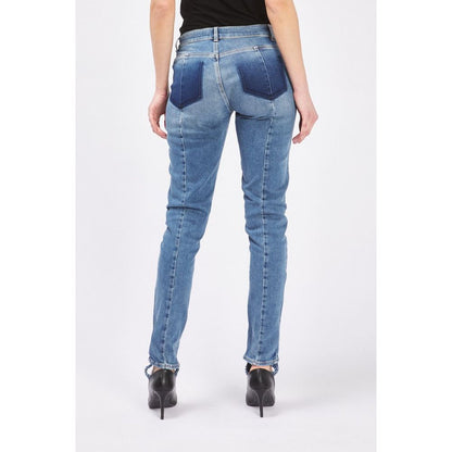 Gas Blue Cotton Slim Fit Jeans