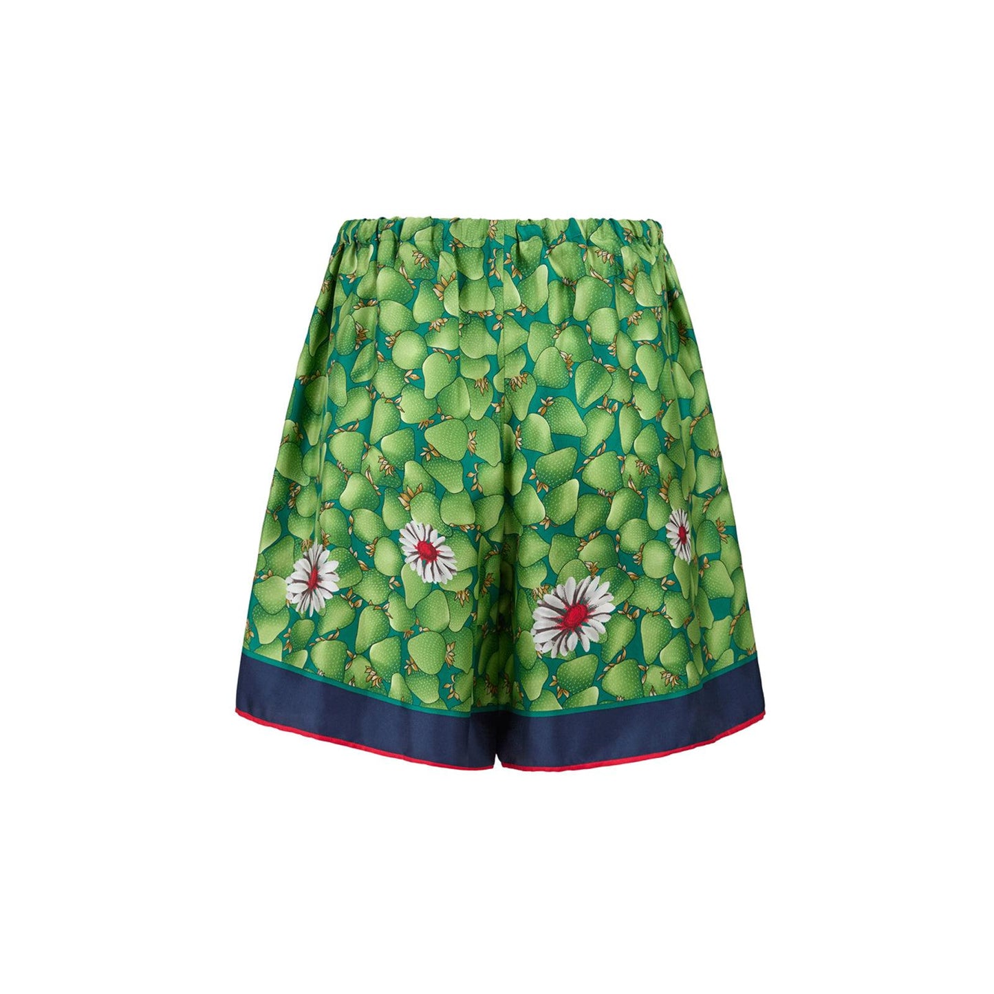 Gucci Green Flower Printed Silk Shorts