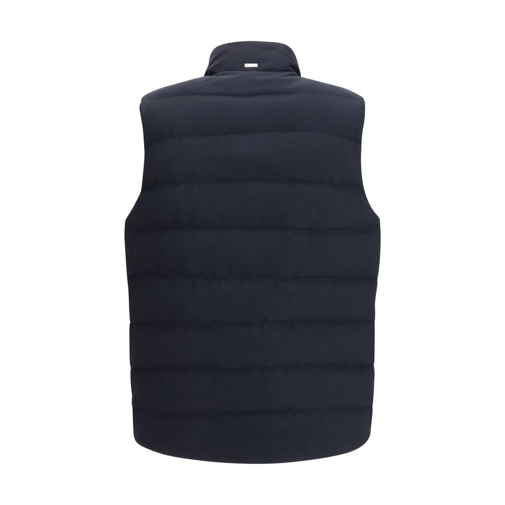 Herno Blue Wool Oves Aries Sleeveless Jacket