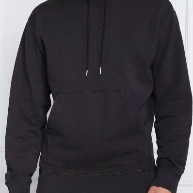 Hugo Boss Dark Blue Cotton Logo Details Hooded Sweatshirt