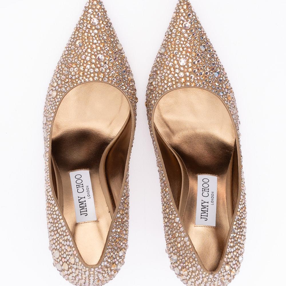 Jimmy Choo Light Bronze Crystal Love 85 Pumps
