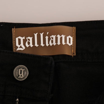 John Galliano Black Cotton Denim Stretch Regular Fit Jeans