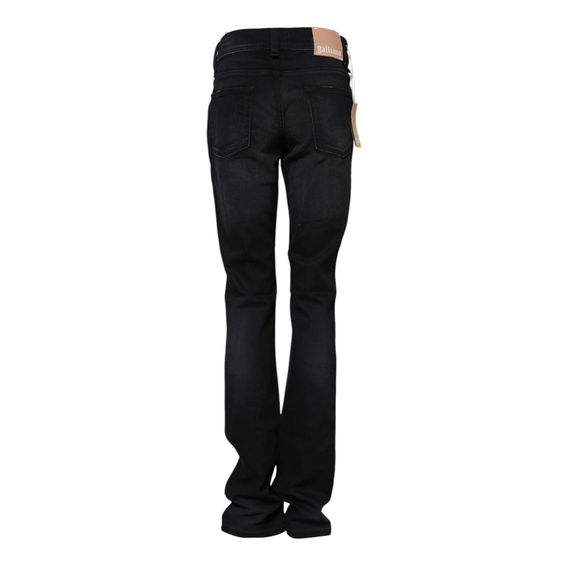 John Galliano Black Cotton Mid Waist Tapered Denim Jeans