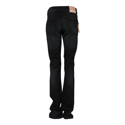 John Galliano Black Cotton Mid Waist Tapered Denim Jeans