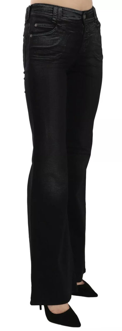 John Galliano Black Washed High Waist Flared Denim Casual Pants Jeans