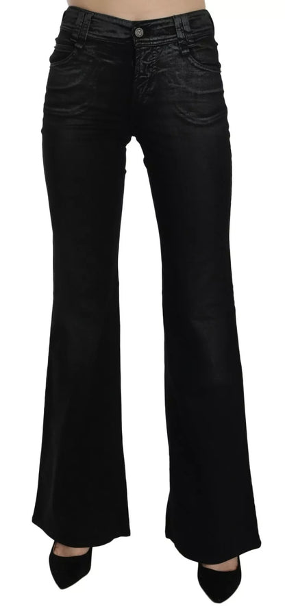 John Galliano Black Washed High Waist Flared Denim Casual Pants Jeans