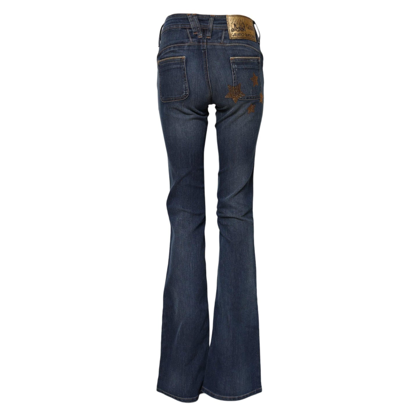 John Galliano Blue Cotton Mid Waist Wide Leg Denim Jeans