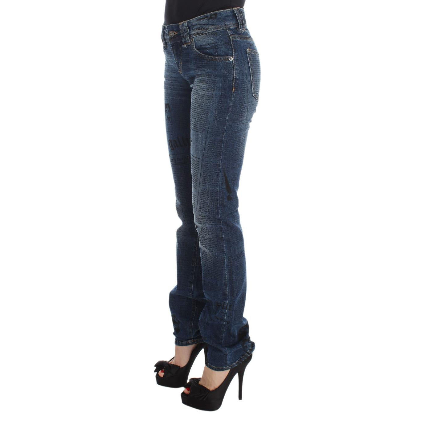 John Galliano Blue Wash Cotton Blend Slim Fit Bootcut Jeans