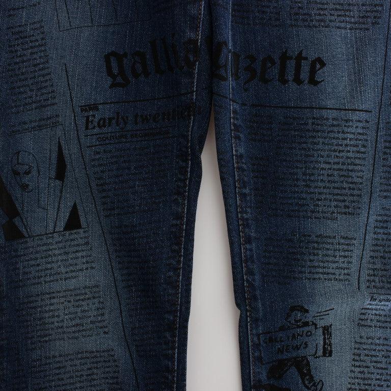 John Galliano Blue Wash Cotton Blend Slim Fit Bootcut Jeans