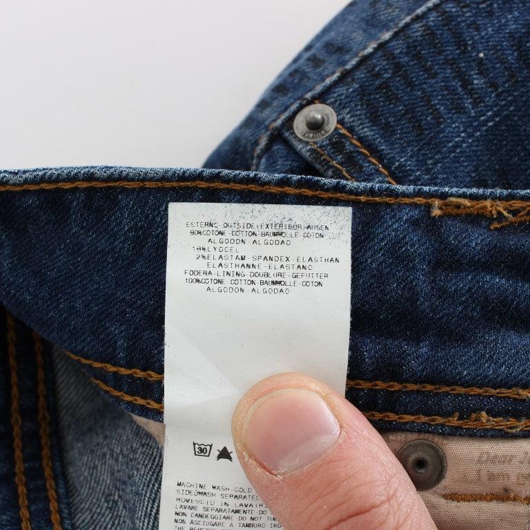 John Galliano Blue Wash Cotton Blend Slim Fit Bootcut Jeans