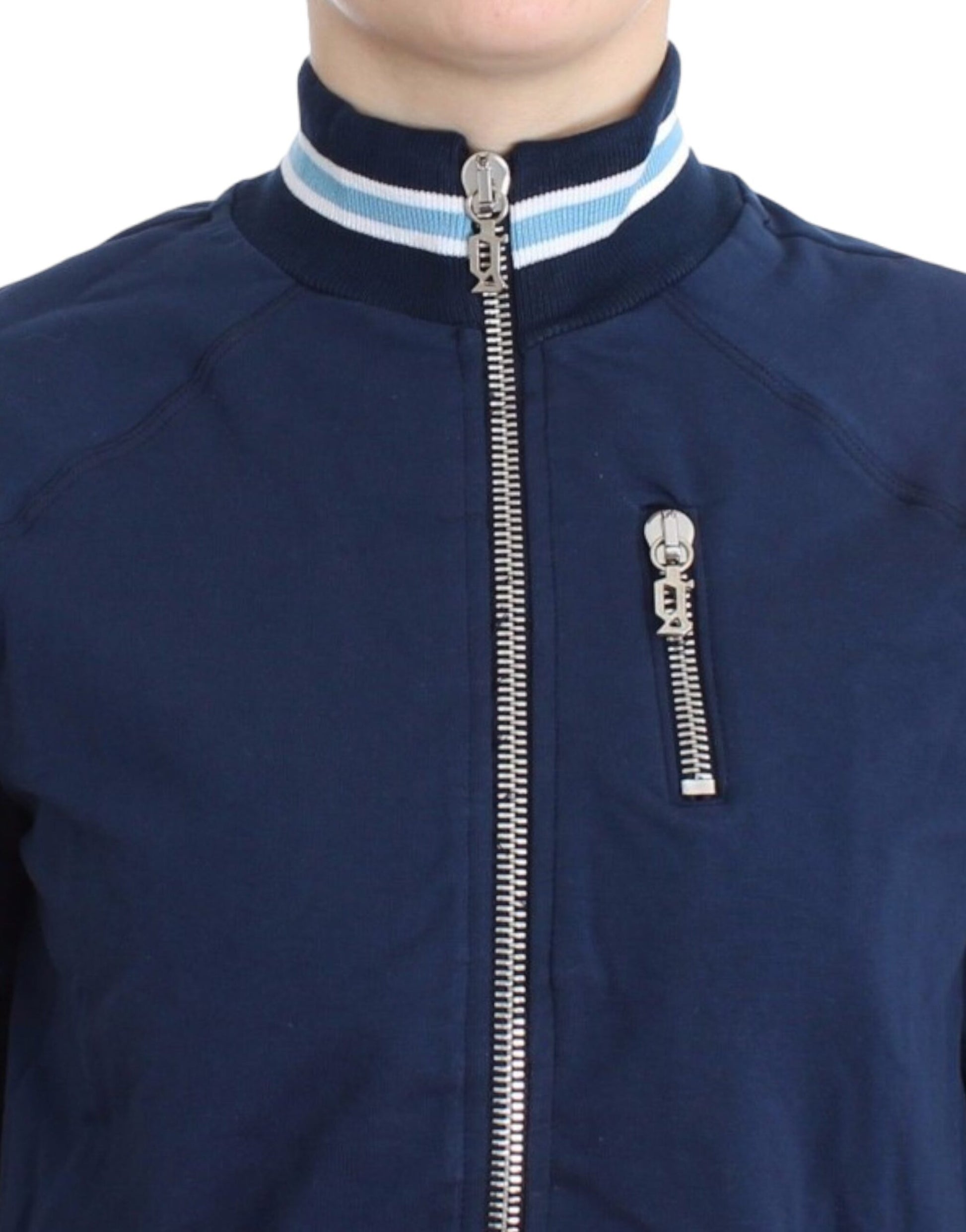 John Galliano Blue zip cotton cardigan