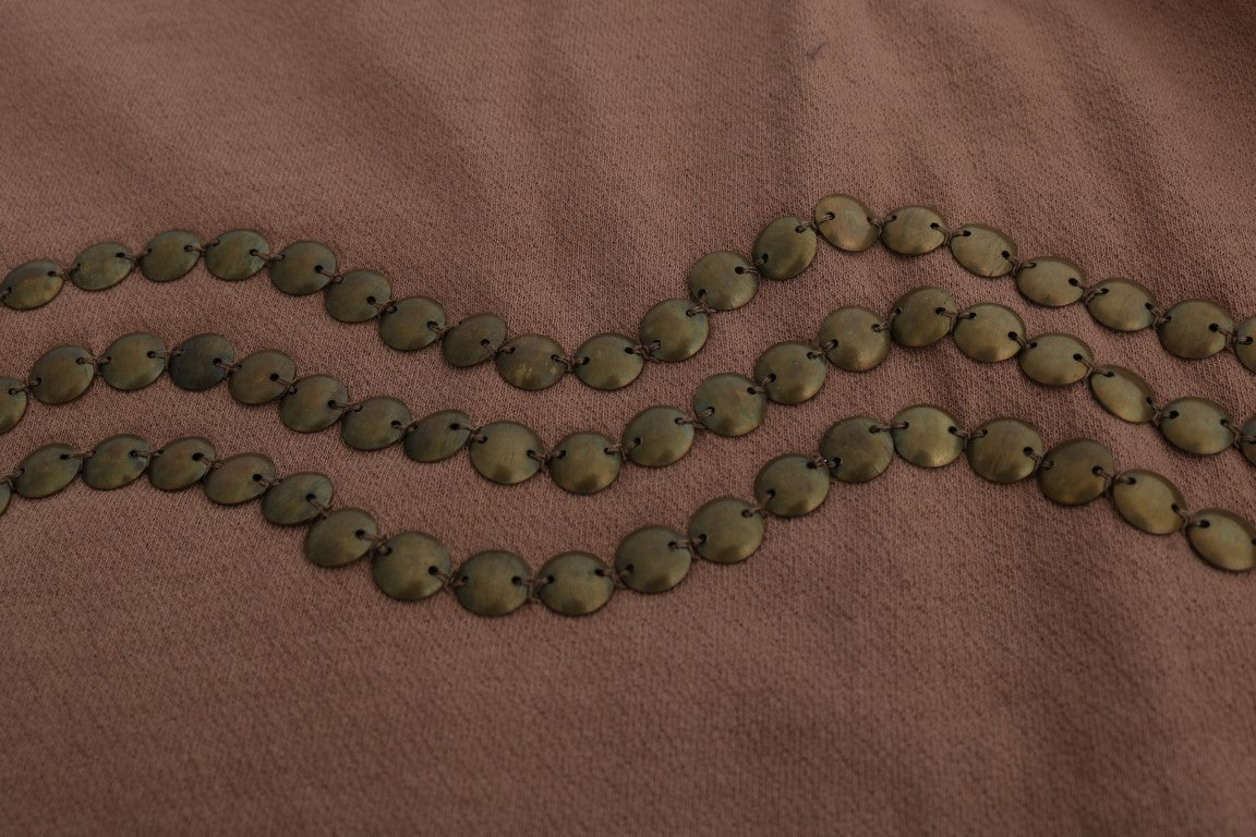 John Galliano Brown Cotton Studded Sweater