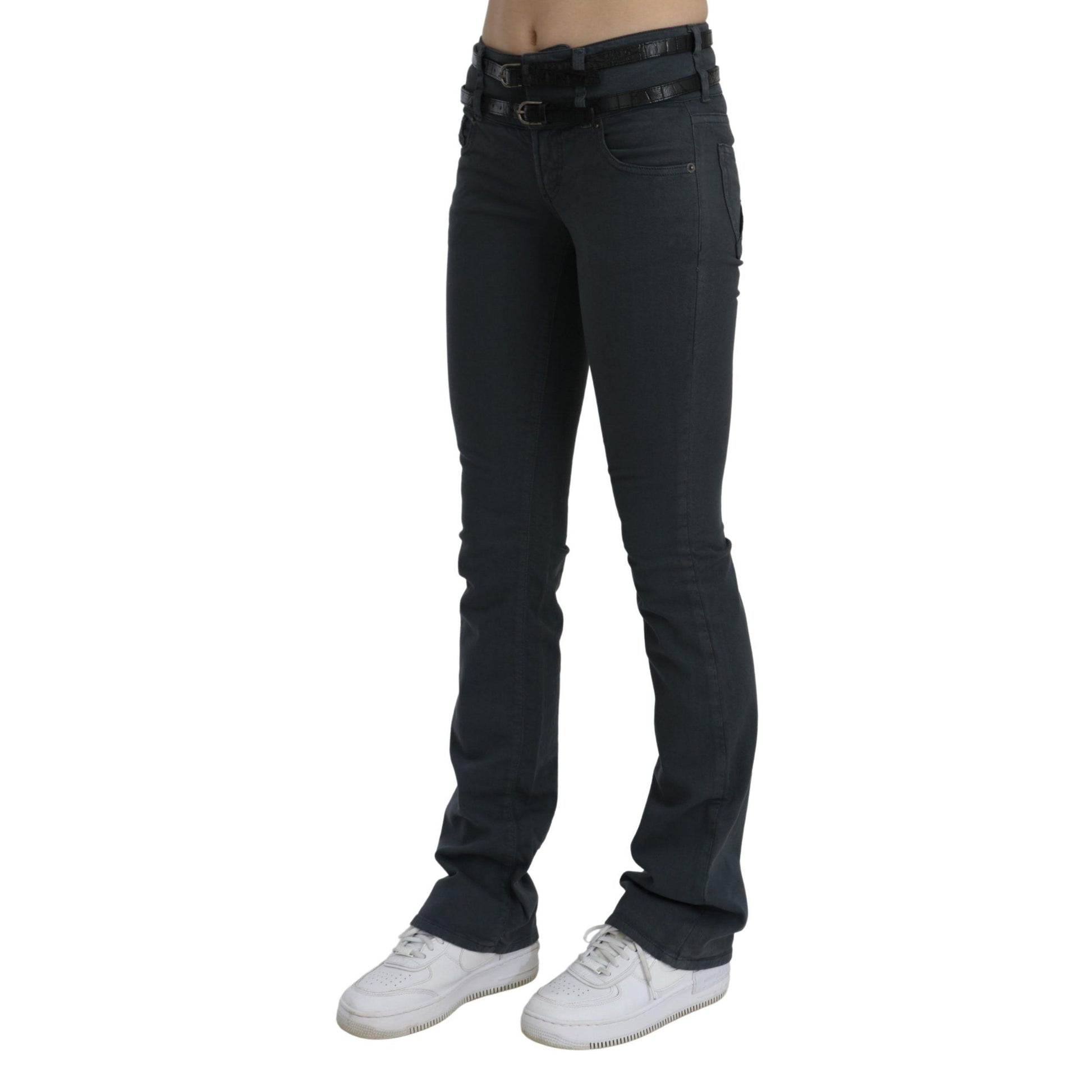 John Galliano Gray Mid Waist Slim Flared Denim Trouser Jeans