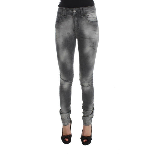 John Galliano Gray Wash Cotton Blend Slim Fit Denim Jeans Pants