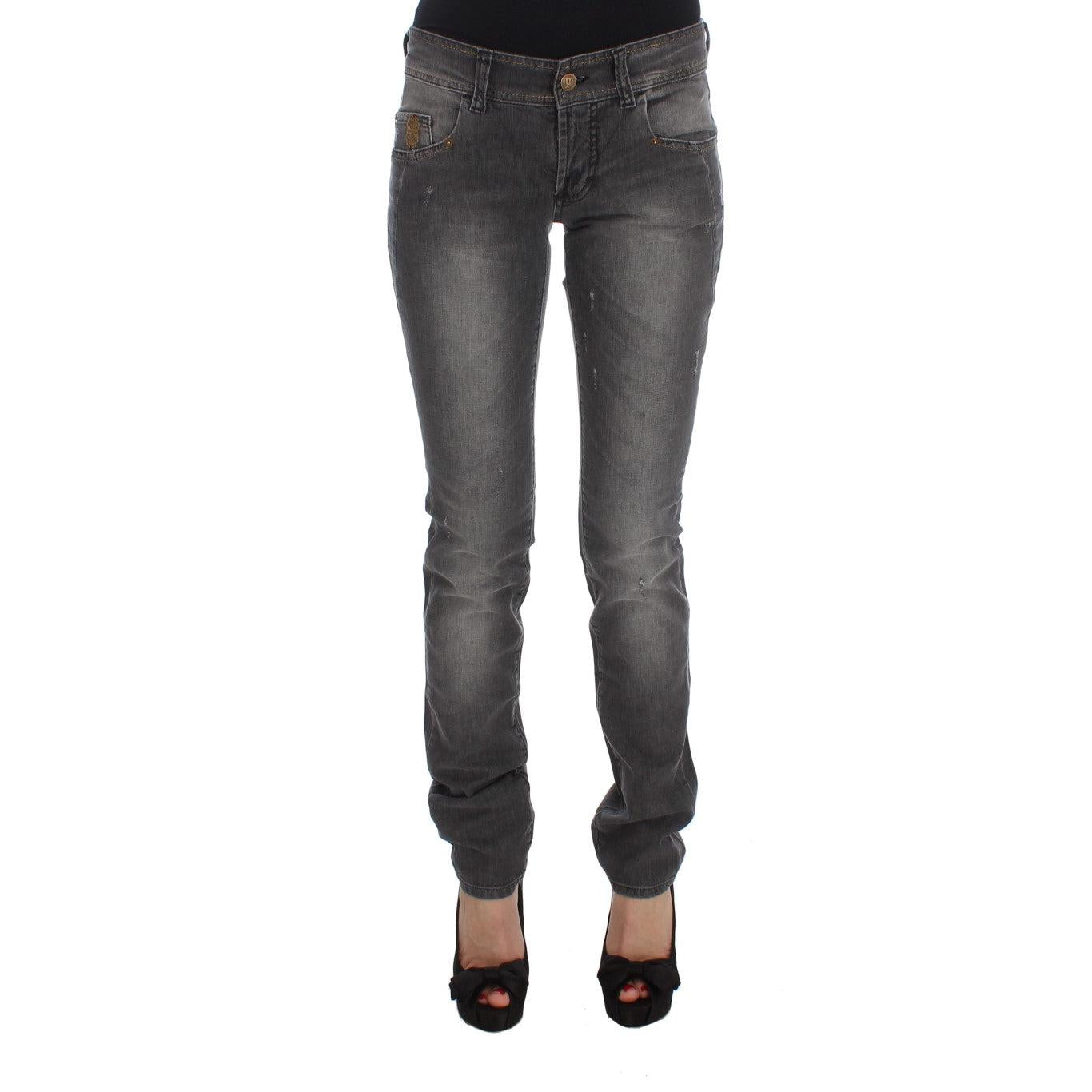 John Galliano Gray Wash Cotton Blend Slim Fit Stretch Jeans