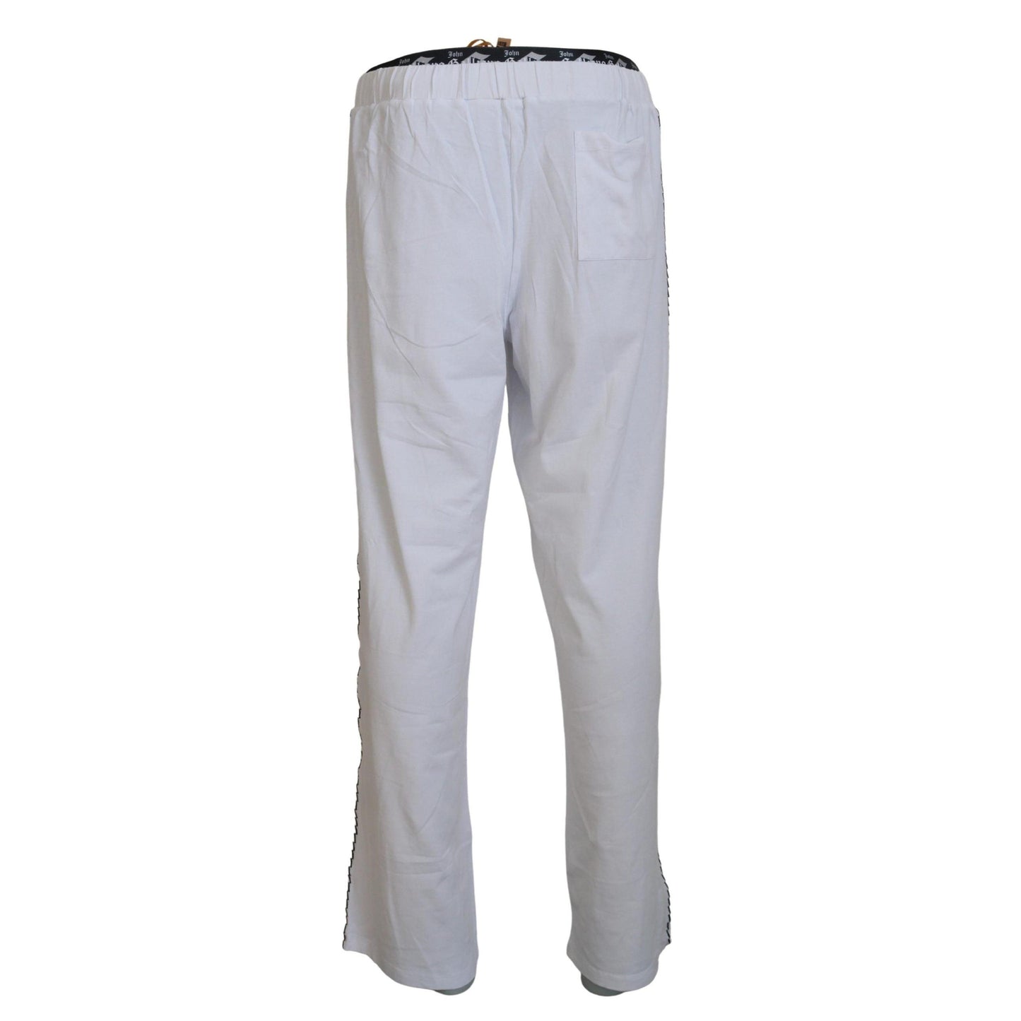 John Galliano White Cotton Logo Loose Men Pants