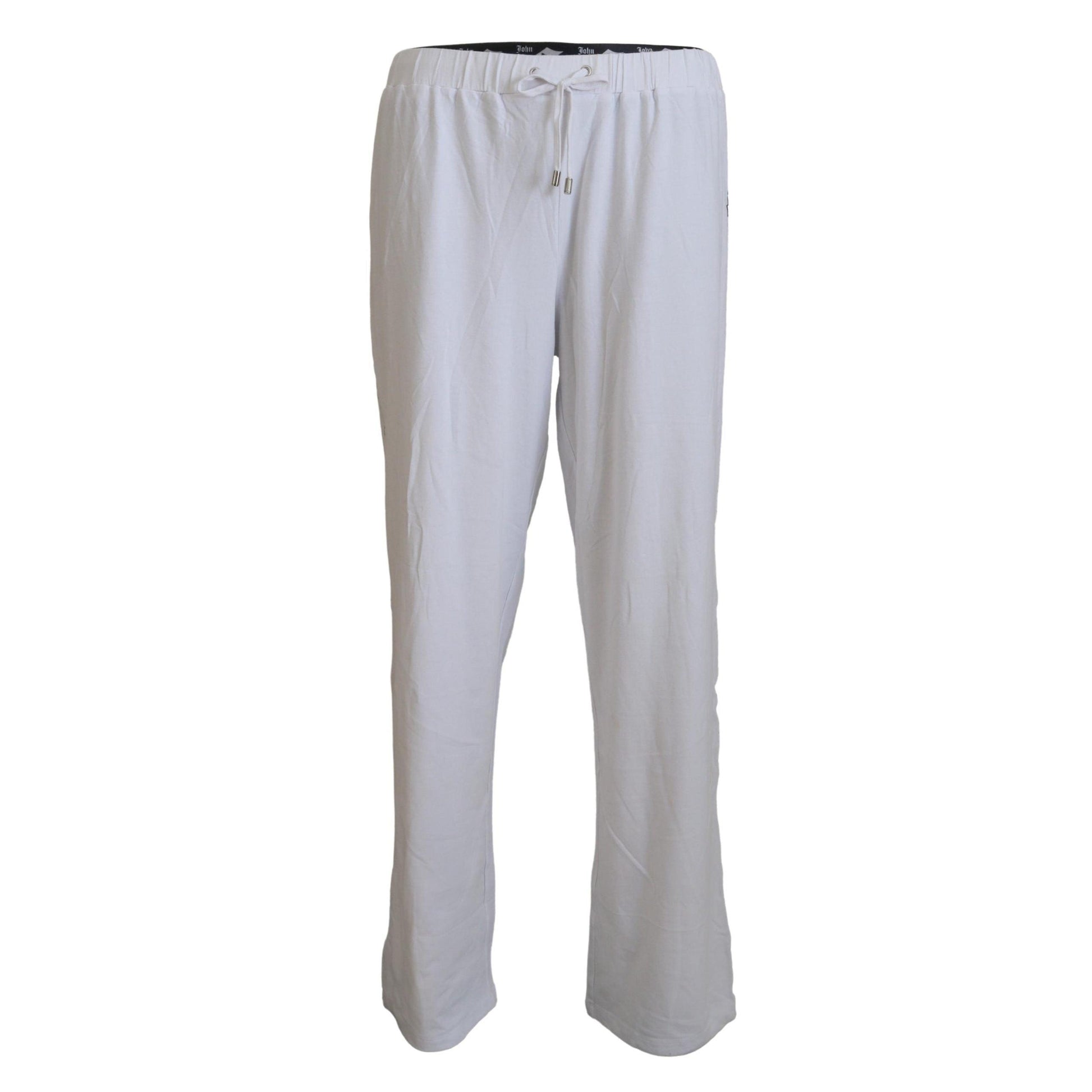 John Galliano White Cotton Logo Loose Men Pants