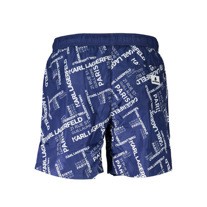 Karl Lagerfeld Blu Polyester Men Swim Boxer
