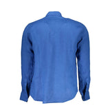 La Martina Blue Linen Men Shirt-Modeoutlet