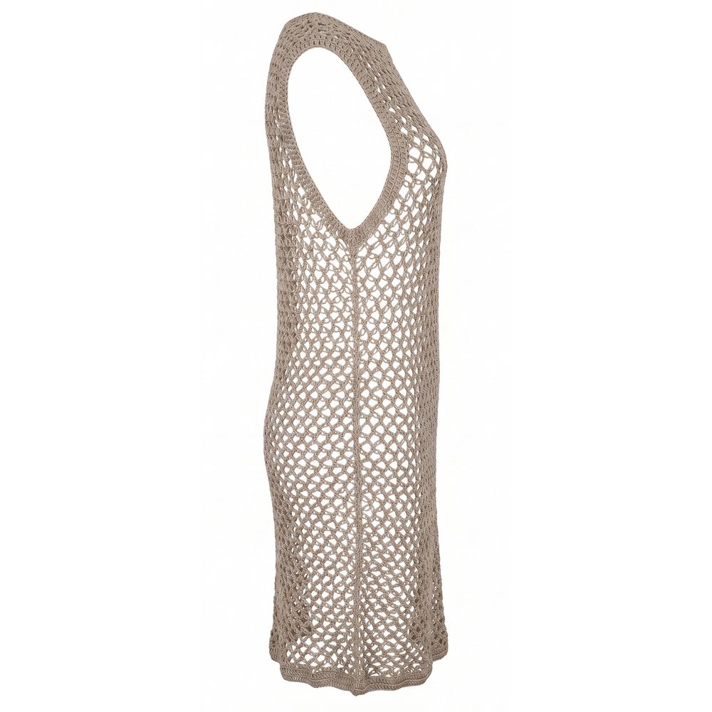 Malo Beige Cotton Women Dress