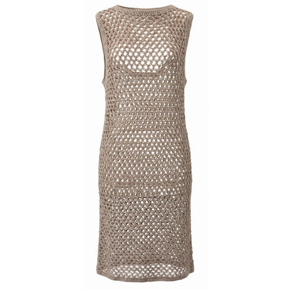 Malo Beige Cotton Women Dress