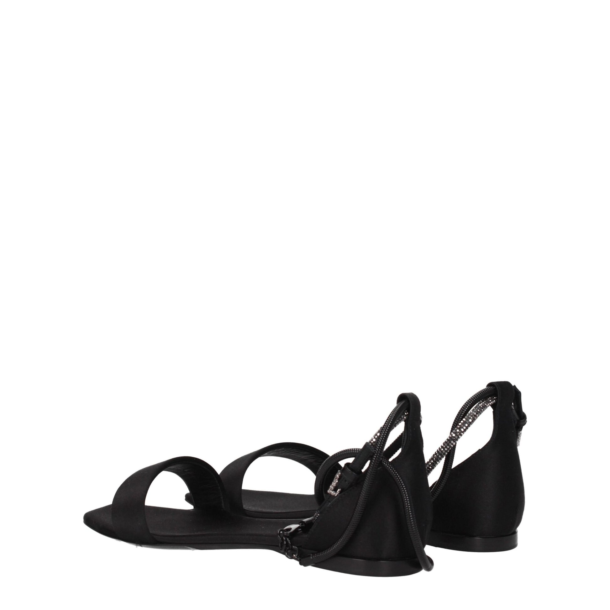 Max Mara Black Satin Flat Sandals