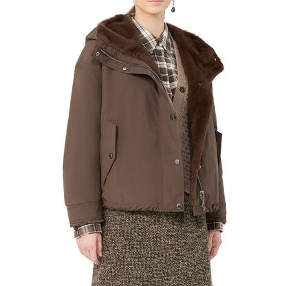Max Mara Brown Cotton Full-Length Jacket