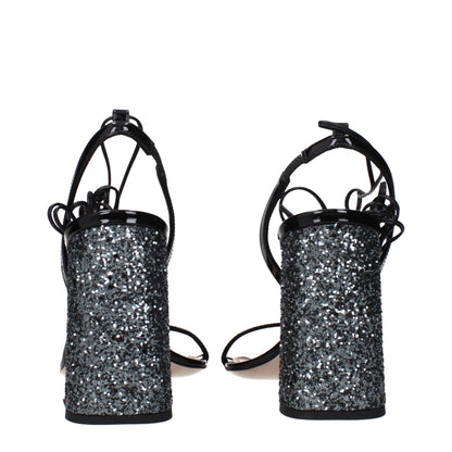 Miu Miu Black Leather Platform Sandals