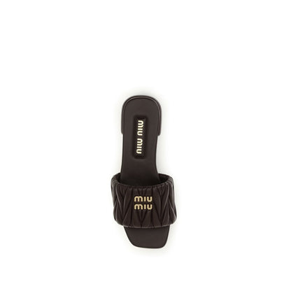 Miu Miu Brown Calf Leather Bos Taurus Flat Sandals