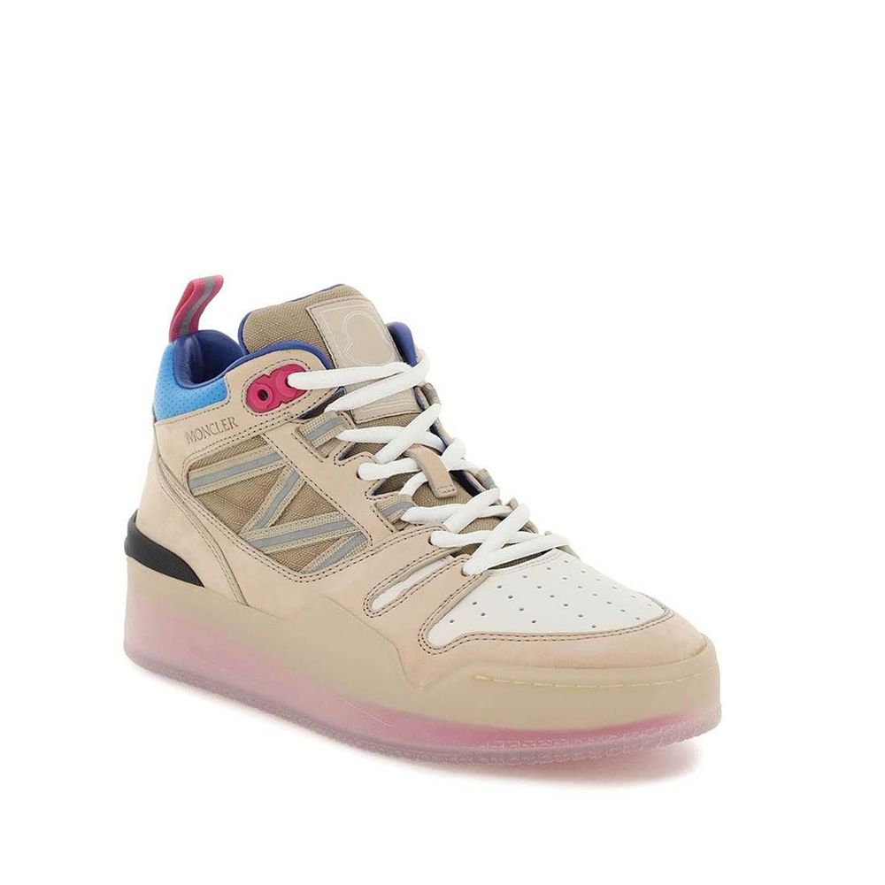 Moncler Beige Leather High Top Sneakers