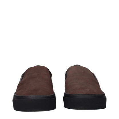 Moncler Brown Leather Slip-On Loafers