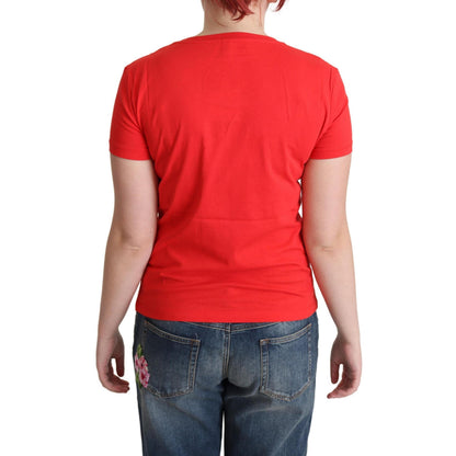 Moschino Red Cotton Come Play 4 Us Print Tops Blouse T-shirt