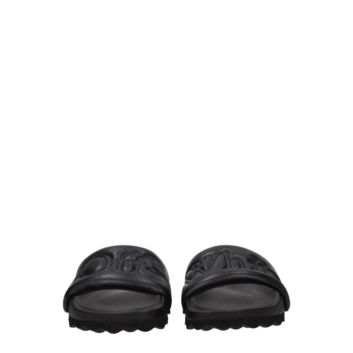 Off-White Black Leather Slippers Sandals