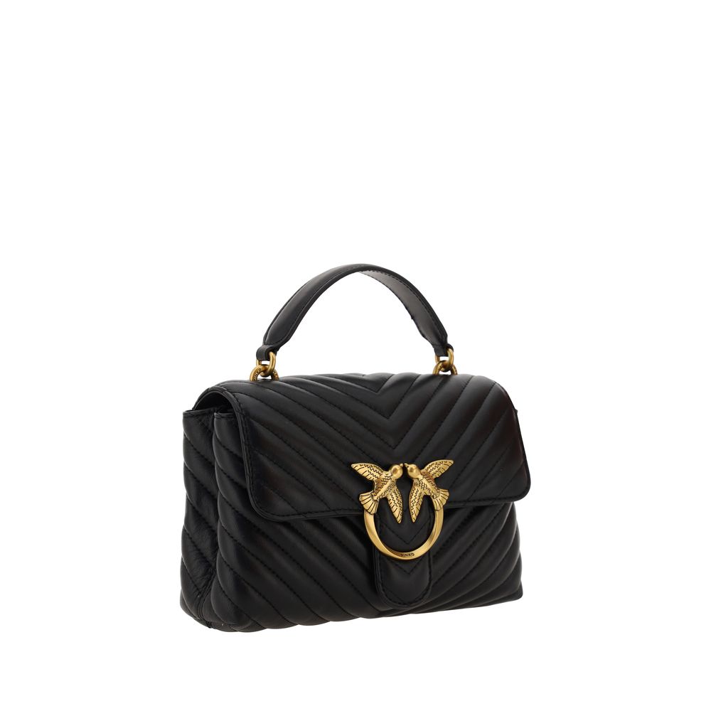 PINKO Black Calf Leather Bos Taurus Handbag