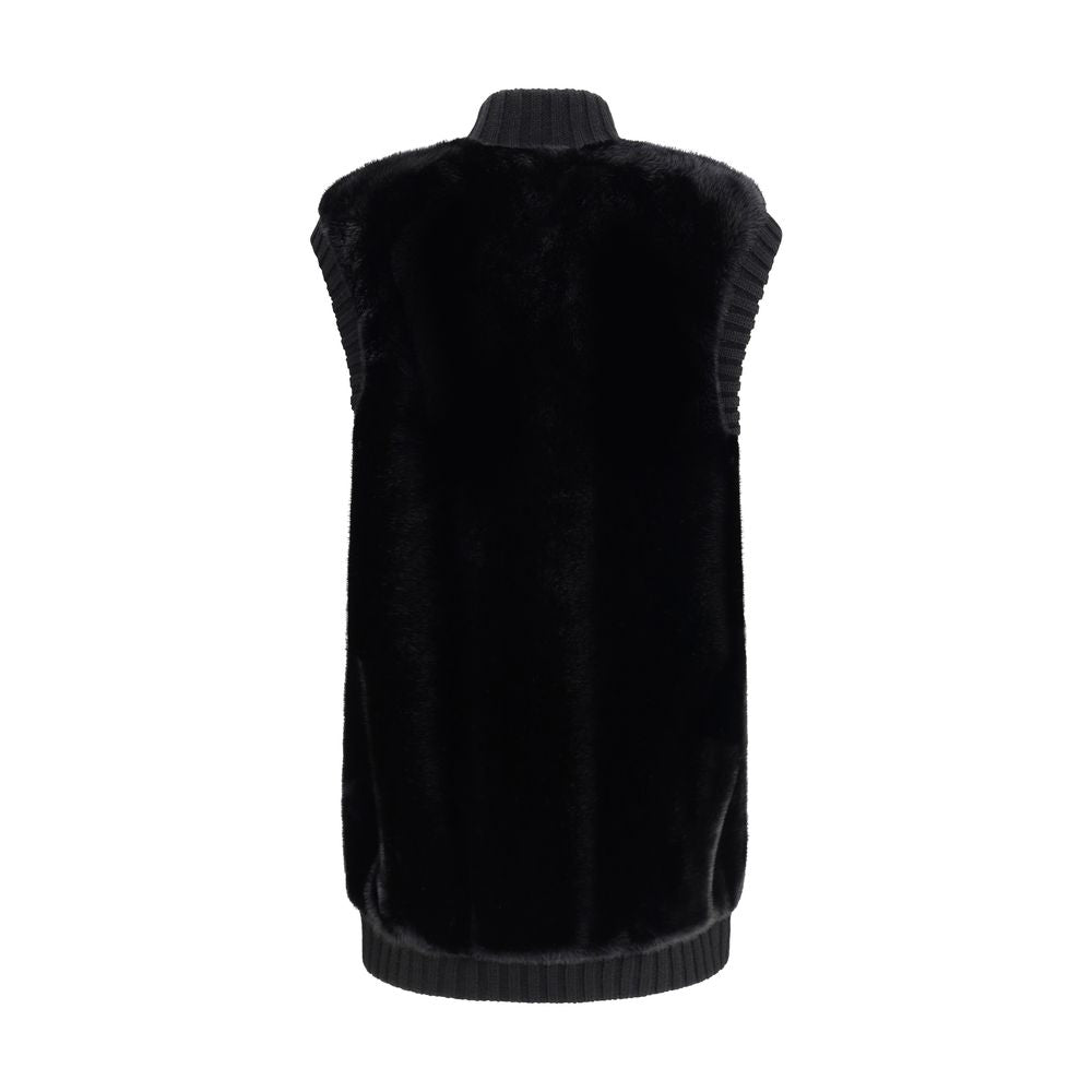 PINKO Long Vest in faux fur