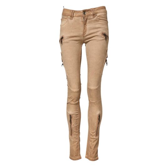 PLEIN SUD Brown Cotton Mid Waist Skinny Denim Jeans