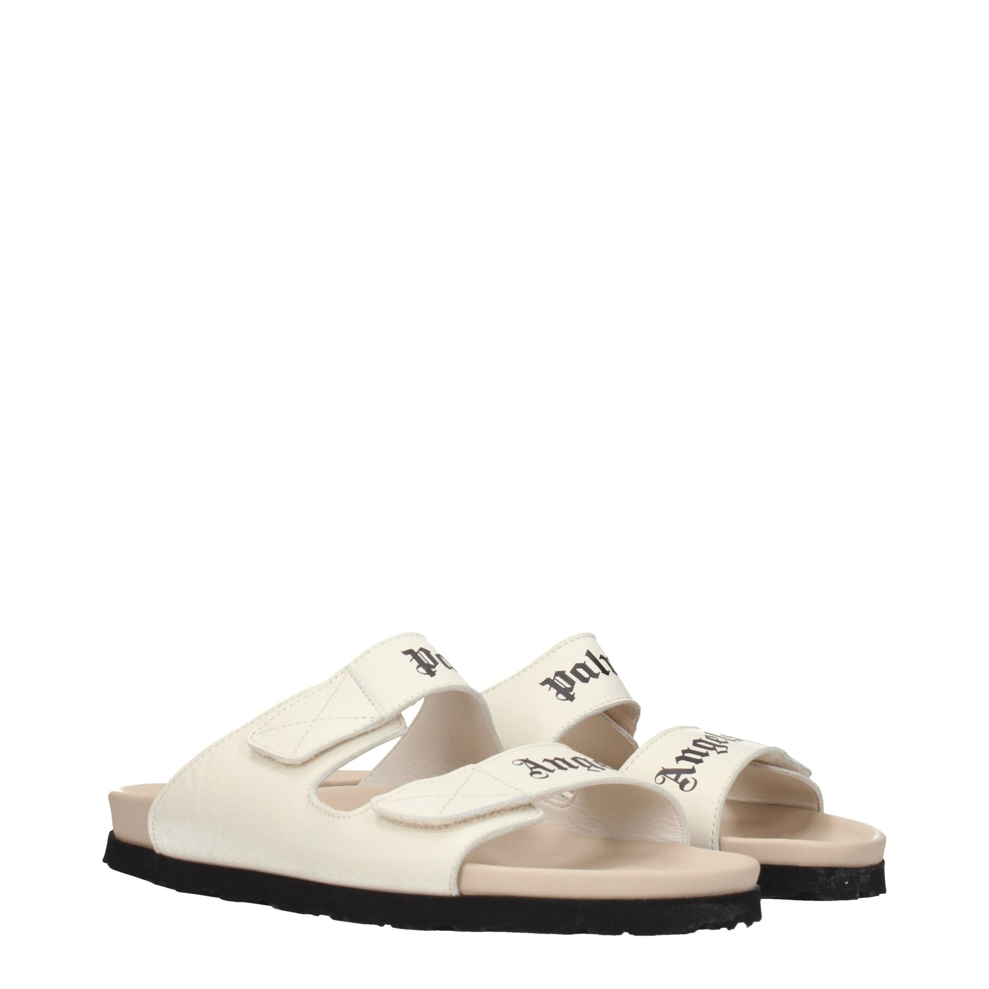 Palm Angels Beige Leather Slippers Sandals