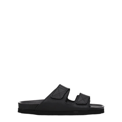 Palm Angels Black Leather Slippers Sandals