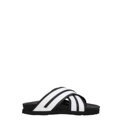 Palm Angels White Leather Slippers Sandals