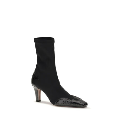 Paris Texas Black Calf Leather Bos Taurus Ankle Boots