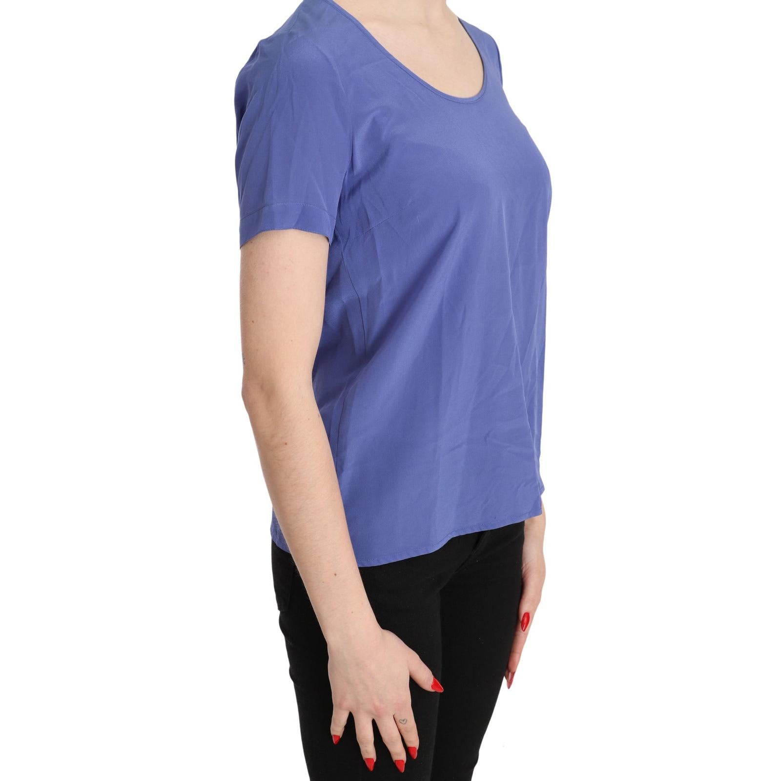 Patrizia Pepe Silk Purple Short Sleeve Casual Top Blouse