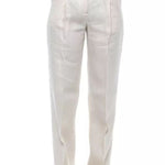 Peserico Beige/Hvid Bomuld Bukser & Jeans-Modeoutlet