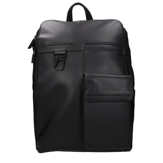 Piquadro Black Leather Backpack