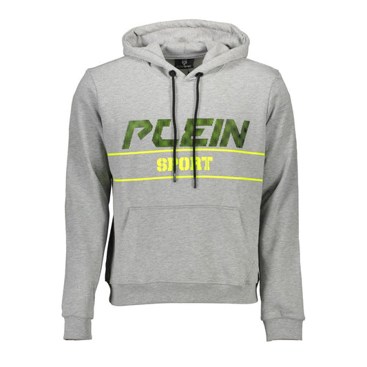 Plein Sport Gray Cotton Men Hooded Sweatshirt