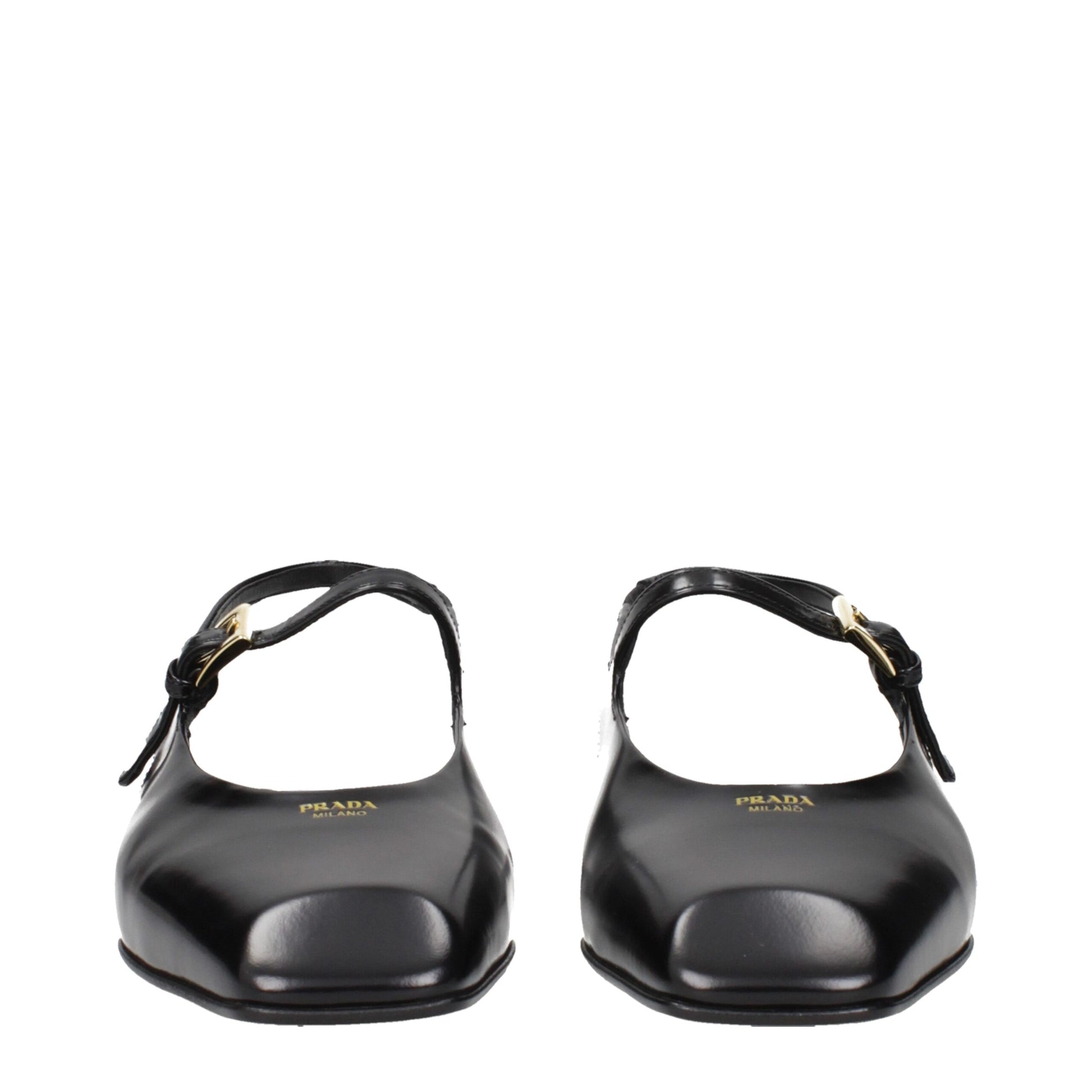 Prada Black Leather Flat Sandals