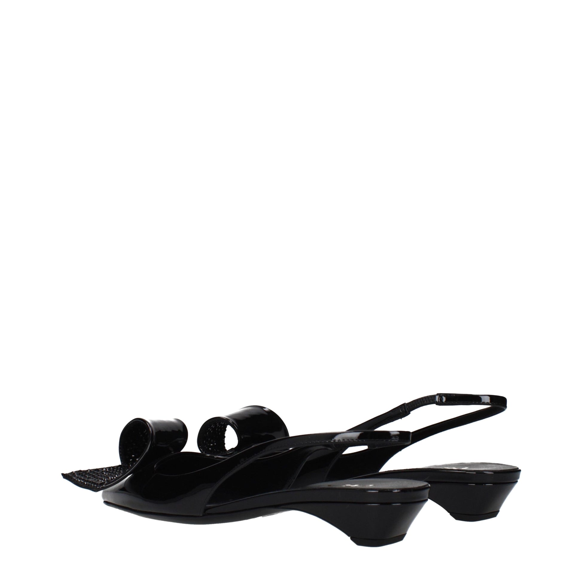 Prada Black Leather Flat Sandals